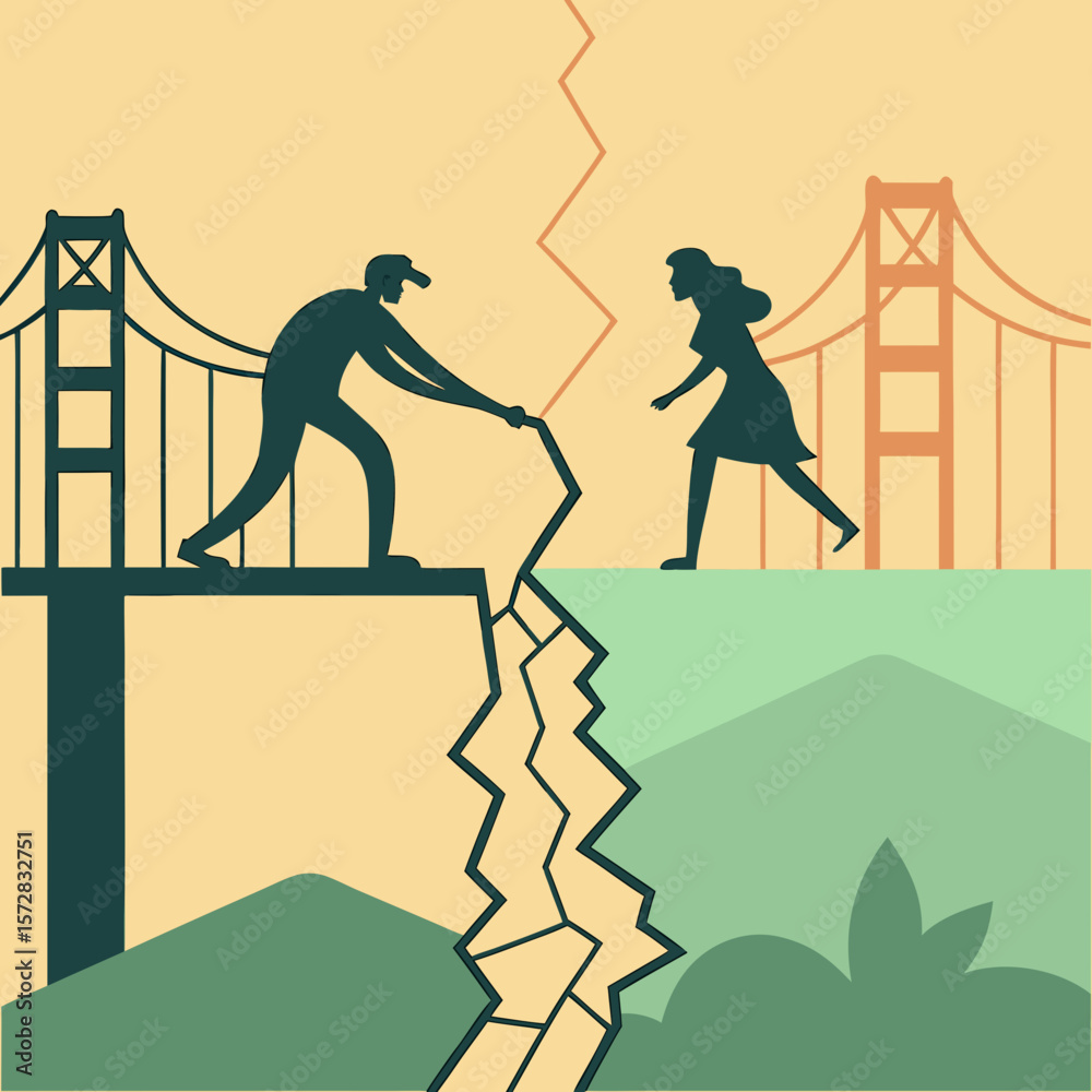 Fototapeta premium Break Walls Build Bridges Game