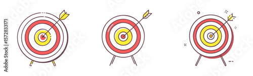 targets with arrows in center concept of achieving goals