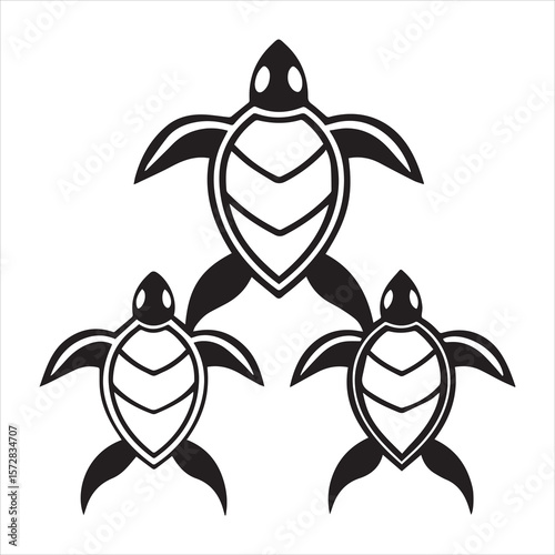 turtle sea icon silhouette vector