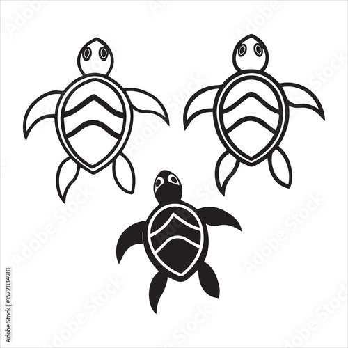 turtle sea icon silhouette vector