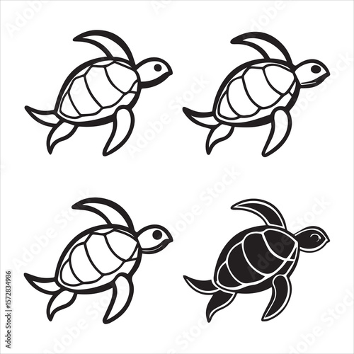 turtle sea icon silhouette vector