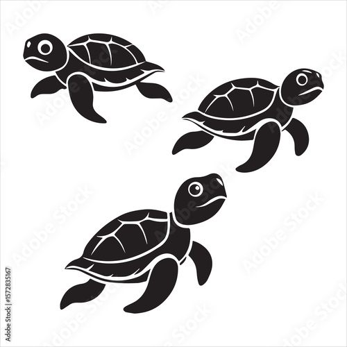 turtle sea icon silhouette vector