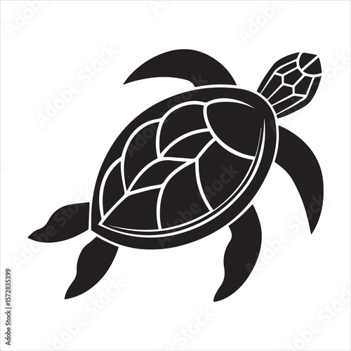 turtle sea icon silhouette vector