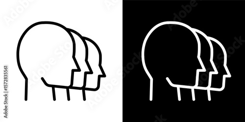 Multiple Head Icon Profile People Group User Black White