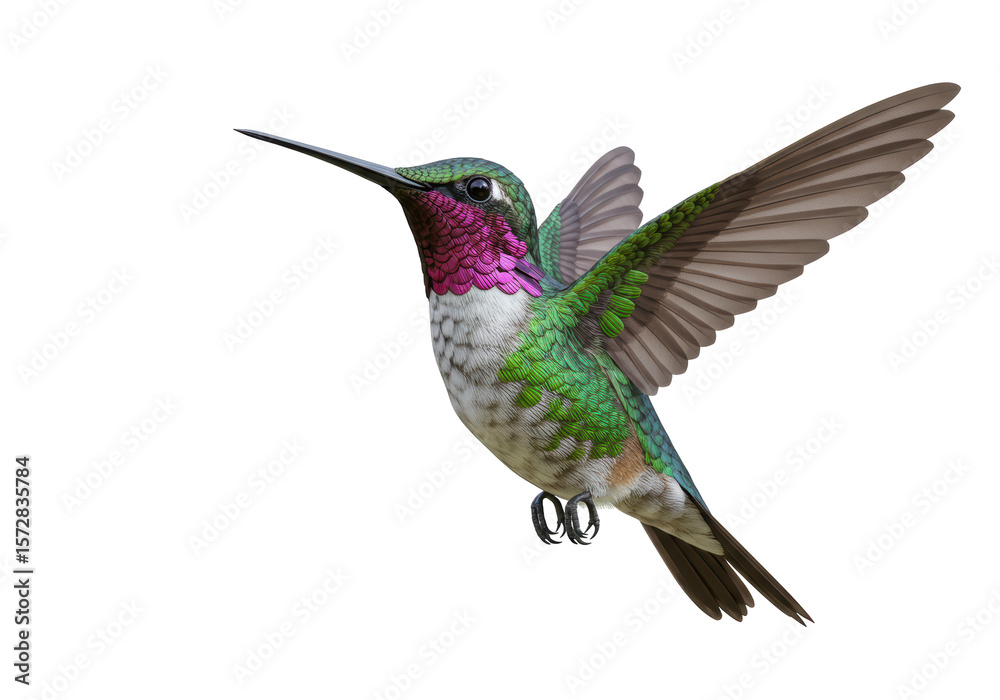 Obraz premium Isolated Hummingbird in Flight with Vibrant Plumage
