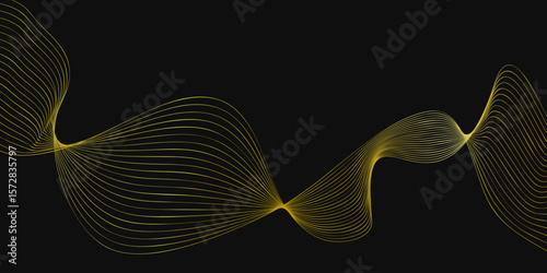 Curved golden lines creating a dynamic visual flow on a dark background