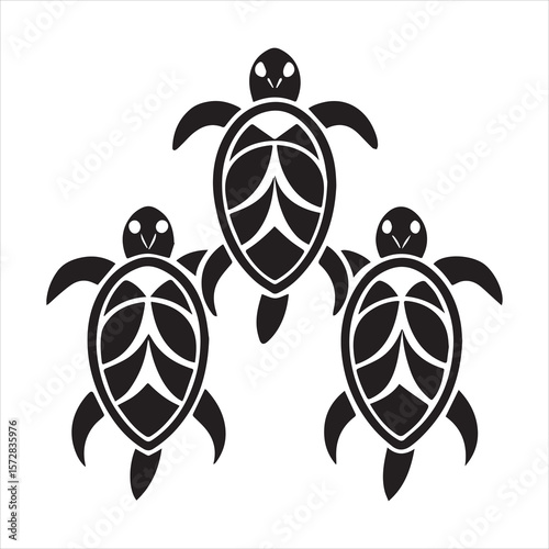 turtle sea icon silhouette vector