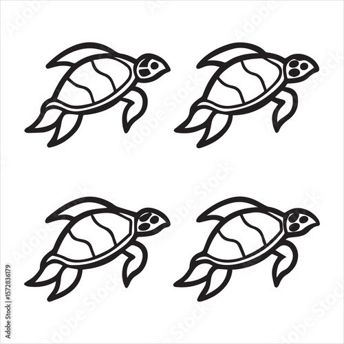 turtle sea icon silhouette vector