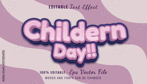 childern day 3d text effect design