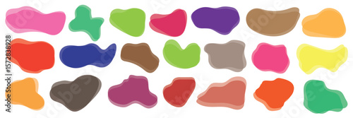 Abstract organic blob shape elements. Liquid basic amoeba blob shapes. Colourful stains geometric vector illustration isolated on white background