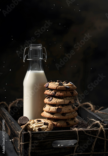 bottle of milk and cookies