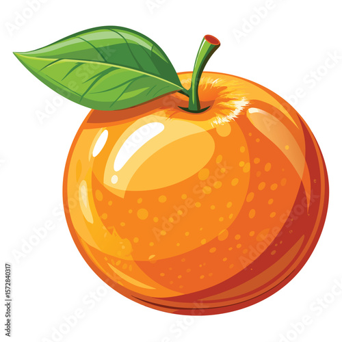Vibrant orange fruit with a leaf