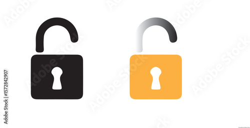 Locked Padlock Icon Set – Black and Yellow Vector Illustration Eps 10