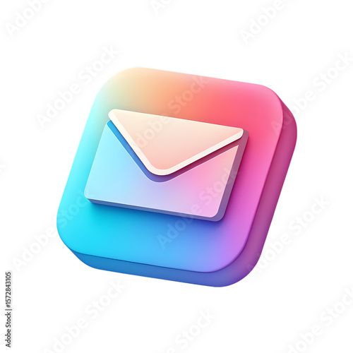 Colorful 3D email envelope icon with gradient colors for digital communication app interface design and marketing materials