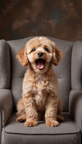The moment when cute pet opens his mouth and yawns