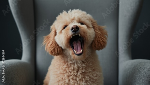 The moment when cute pet opens his mouth and yawns