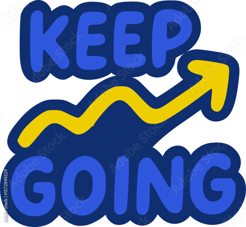 Dynamic Blue "Keep Going" Arrow Graphic