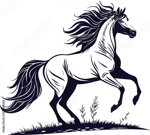Black Horse Silhouette Vector Illustration – Elegant Horse Graphic Design