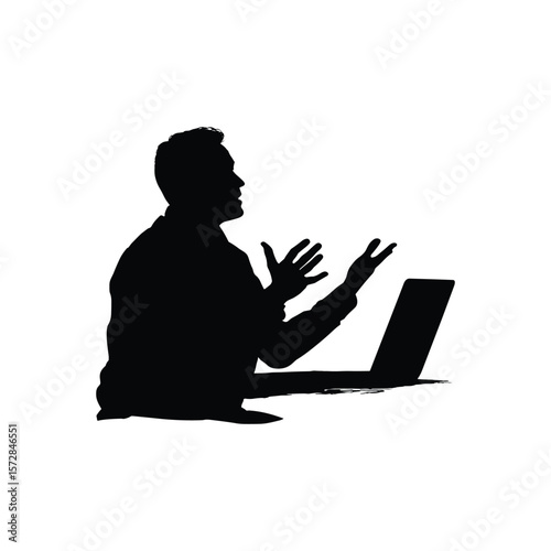 Silhouette of Person Expressing Emotion During Video Call