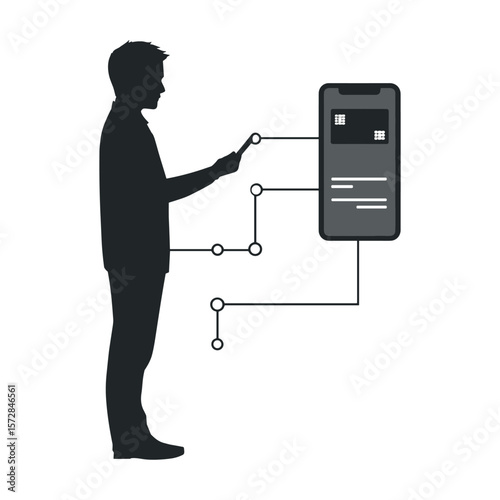 Silhouette of Man Using ATM Machine