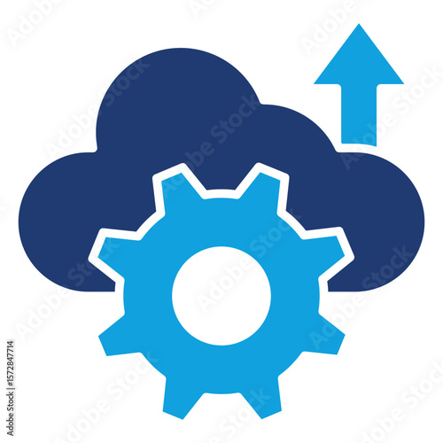 Cloud Management Flat Blue Icon