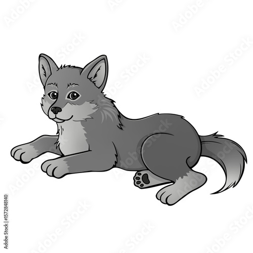 niedlicher liegender Wolf Welpe