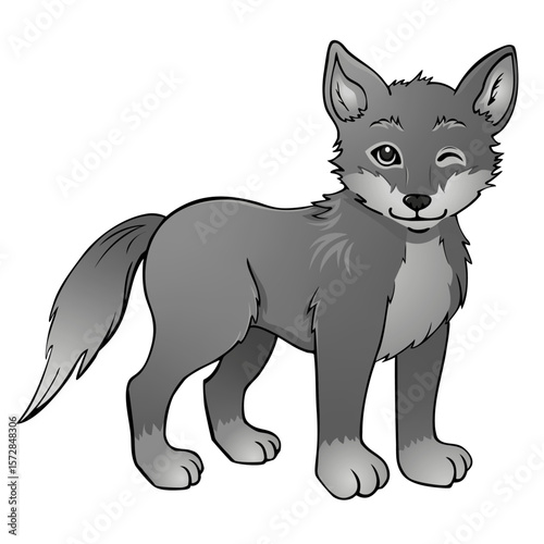 niedlicher zwinkernder Wolf Welpe