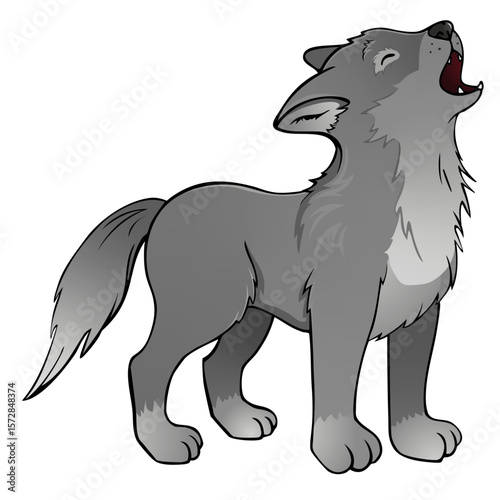heulender Wolf Welpe stehend
