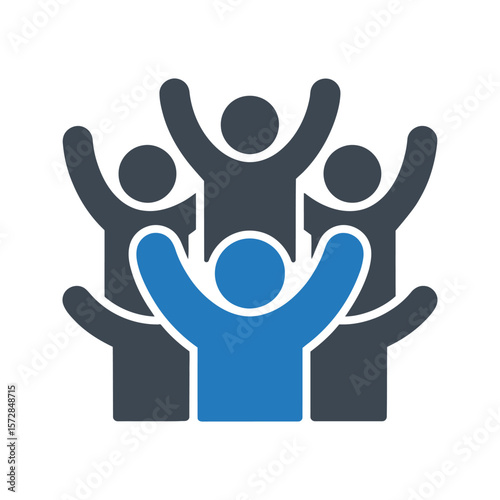 Group of people with raised arms icon