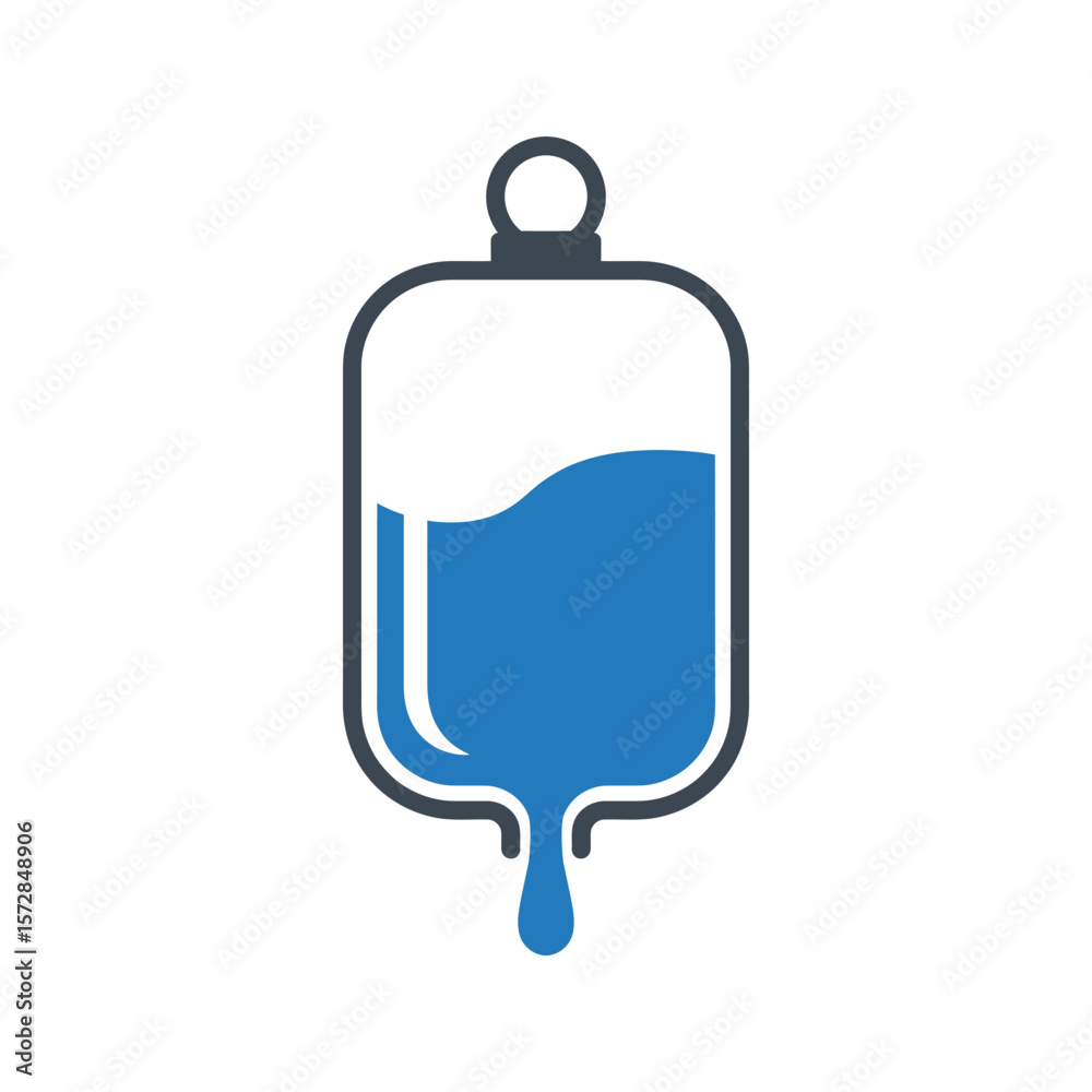 Obraz premium Medical infusion bag healthcare treatment icon. Blood bag icon