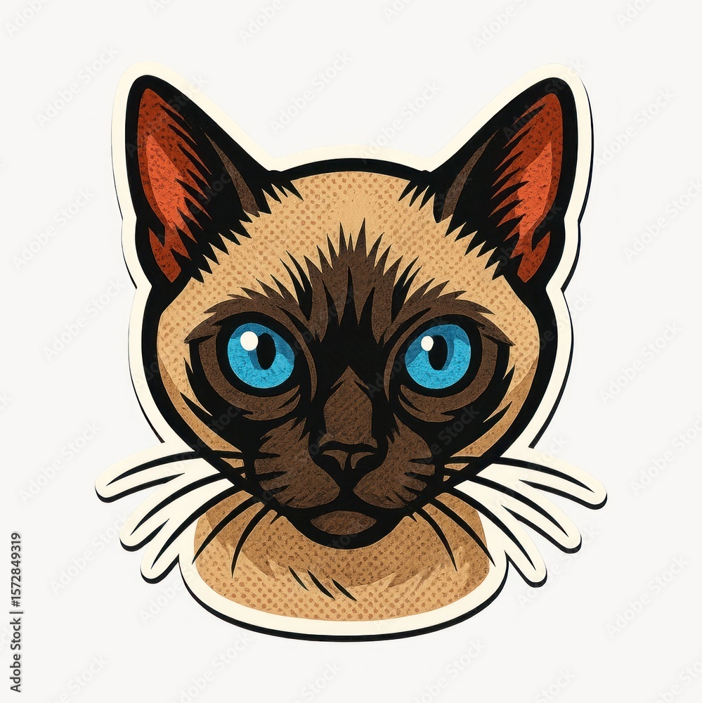 Fototapeta premium Stylized Siamese cat illustration.