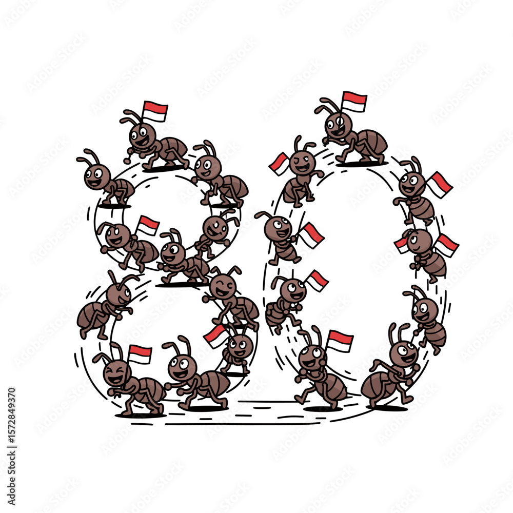 Fototapeta premium Ants forming number eighty