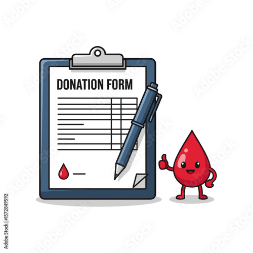 Blood donation form cartoon character