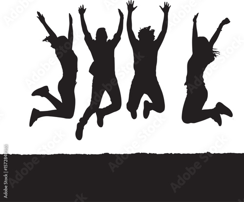 jumping people silhouettes