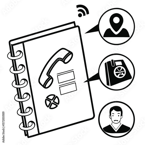 Contact list notebook graphic