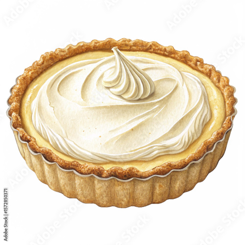 Cream pie with whipped topping in golden crust and smooth swirl finish