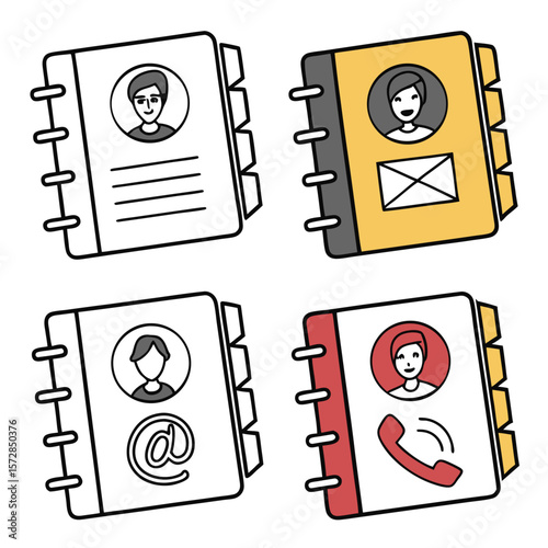 Contact book icons graphic design