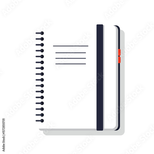 Notebook or notepad with lines, spiral binder, and tab divider