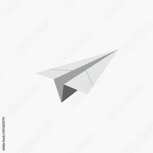 Paper airplane flying: Origami paper plane on white background