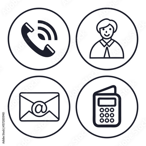 Contact icons set modern design