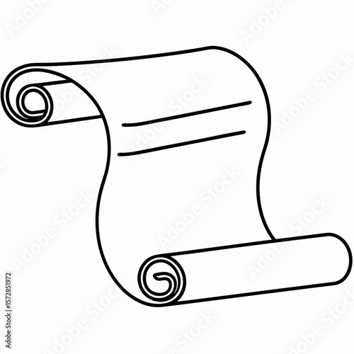 Contract illustration shows scroll with lines indicating text. Contract illustration represents agreement and legal document, symbolizing commitment and terms,