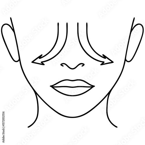 Depicting facial lifting with arrows on woman’s face for beauty treatment. Facial lifting guide shows skincare routine and beauty instructions, concept facial lifting and anti-aging treatments.