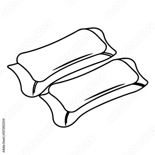 Illustration showing ice packs on cheeks, providing cool relief. Ice packs on cheeks offer comfort from pain or swelling, simple line art.
