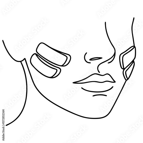 Ice packs on cheeks line art shows relief for face swelling, cold compresses alleviate discomfort. Ice packs on cheeks provide comfort and minimize inflammation, offering a soothing sensation.