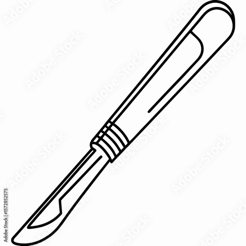 Scalpel tool silhouette, a precision surgical instrument with a sharp blade, is essential for medical procedures. This scalpel tool silhouette represents detailed incision instruments,