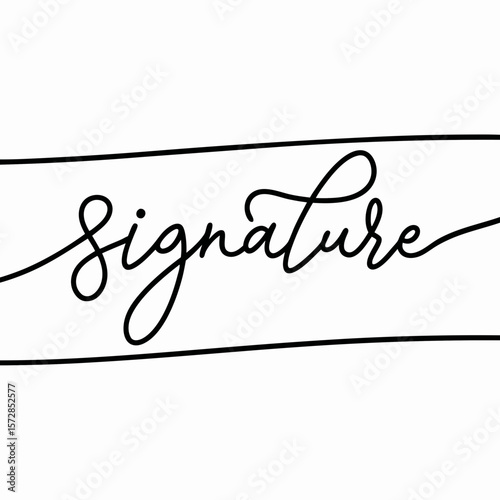 Signature calligraphy on white background for brand identity, logo design or business card. Signature emphasizes personal brand.
