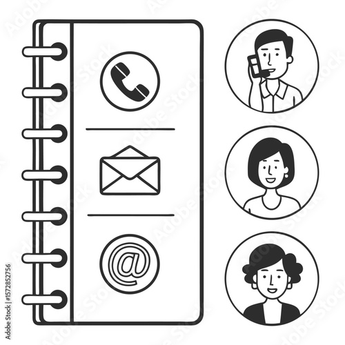 Contact information notebook illustration