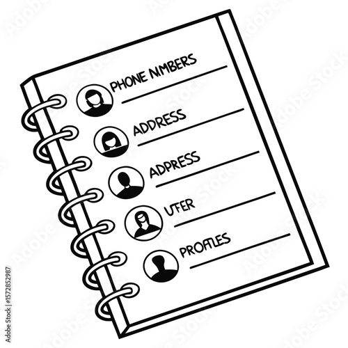 Contact information notebook illustration