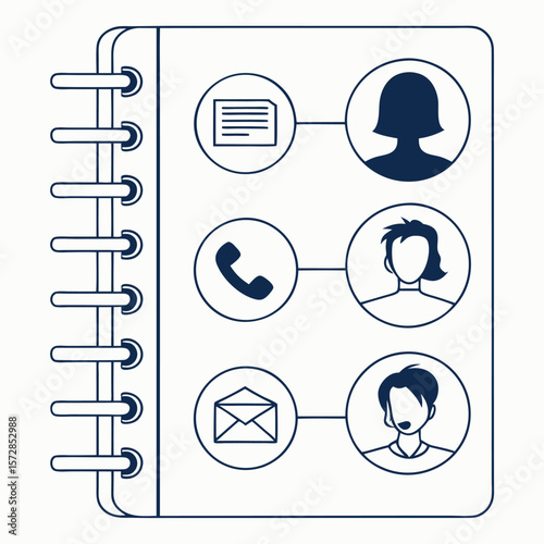 Contact information notebook illustration