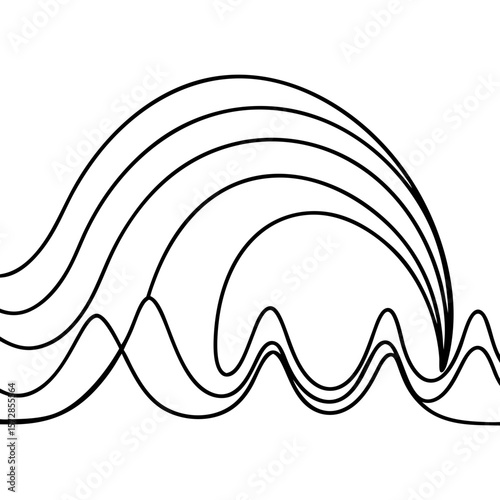 Wavy line design featuring an erasing spot with graphic element on white backdrop. Wavy line abstract creates sense of removal, as visual element is shown being erased.